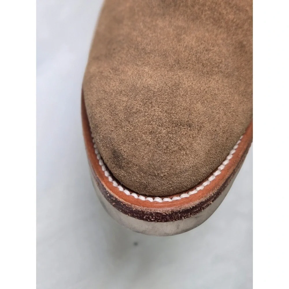 Vintage Tecovas The Chance Mens Sand Suede Chelsea Boots 10D Handmade Mexico